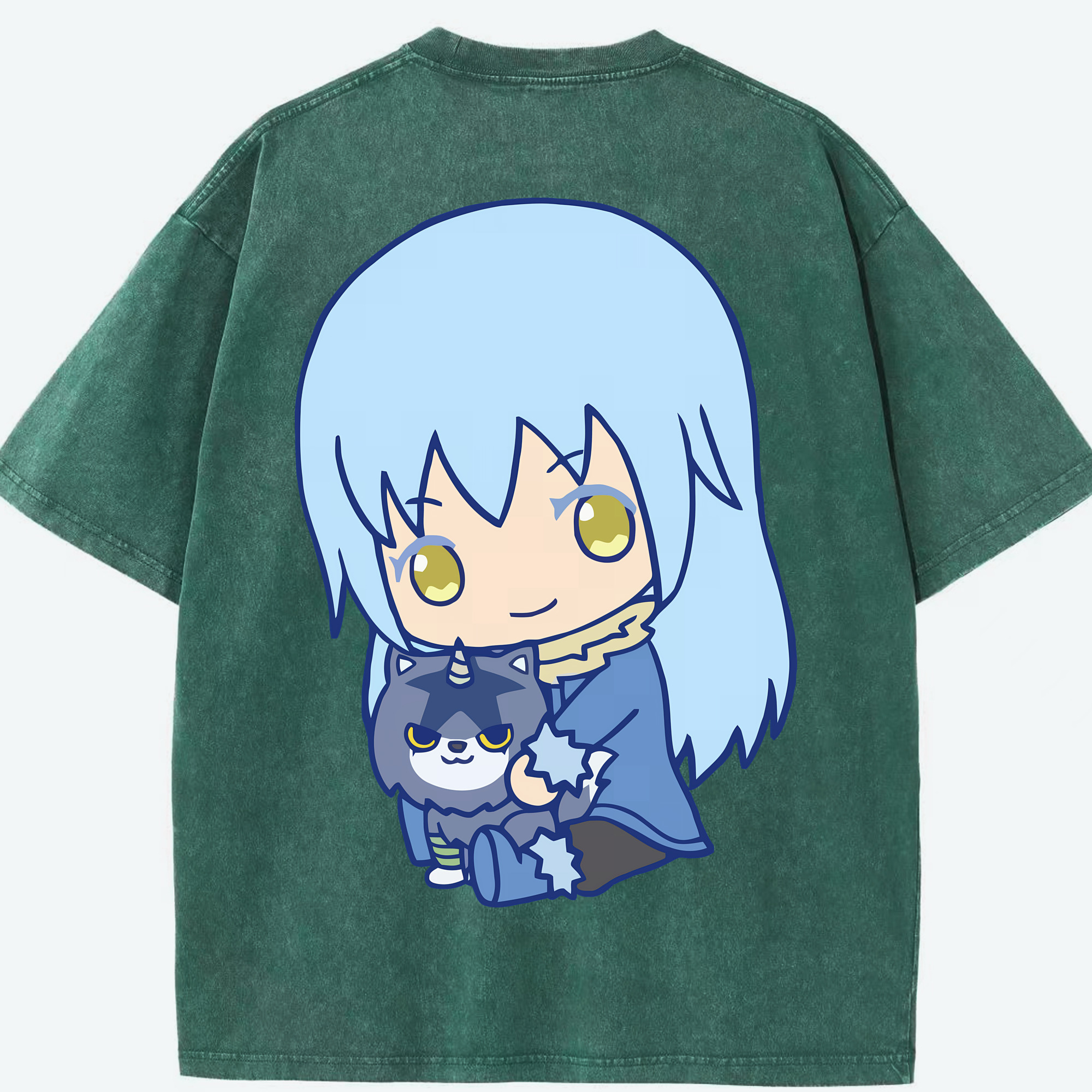 （画像用） 転スラ Regarding Reincarnated to Slime 綿100% ヴィンテージ風 半袖Tシャツ（背面プリント）